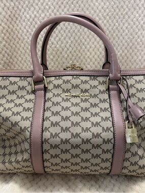 Michael Kors Tan Trim Jet Set Large Travel Duffle Bag